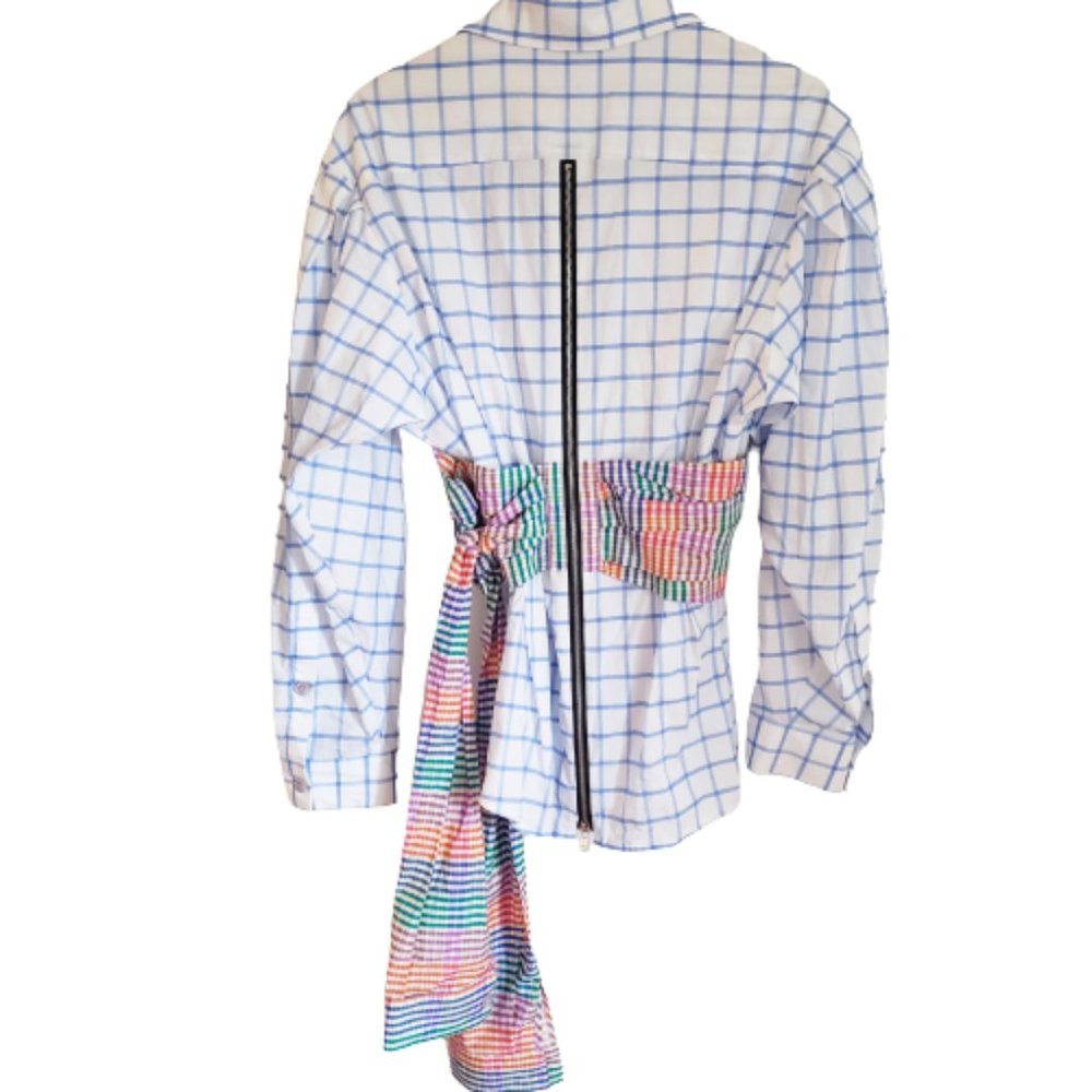 Natasha Zinko Blouse Check Print Corset Wrap Blouse - Picture 6 of 15